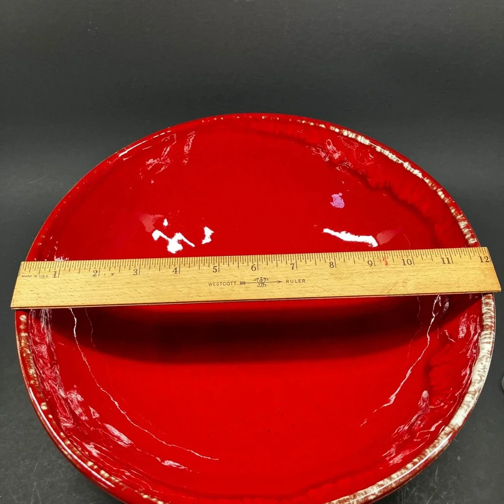 Umbriaverde Ceramiche Serving Bowl 12in Red Handmade Italy Large Centerpiece